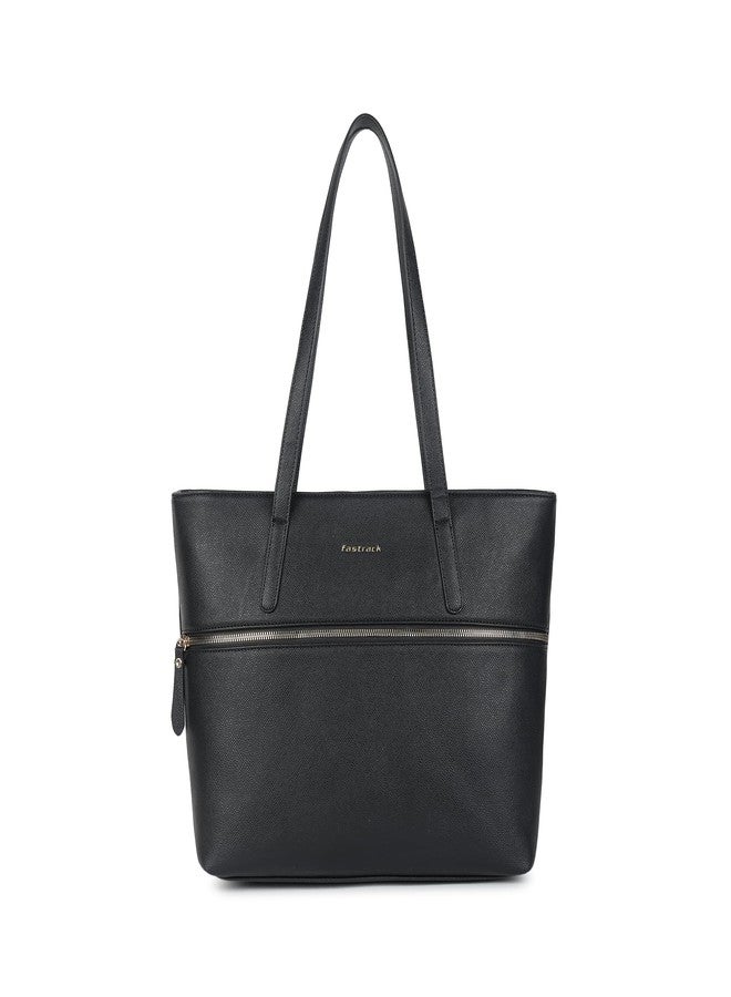 Fastrack Casual Laptop Tote Bag For Girls, Large Size With A Zipper Closure And Padded Laptop Compartment, Compatible With Laptops Up To 14 Inches, Double Handle Bag, Black - Image 1